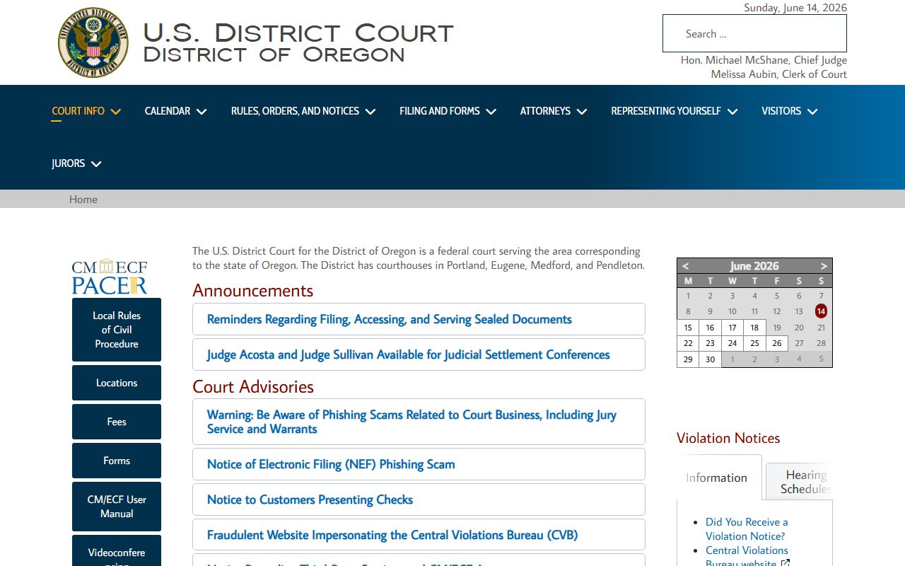 Wheeler County Circuit Court records Oregon federal district court
