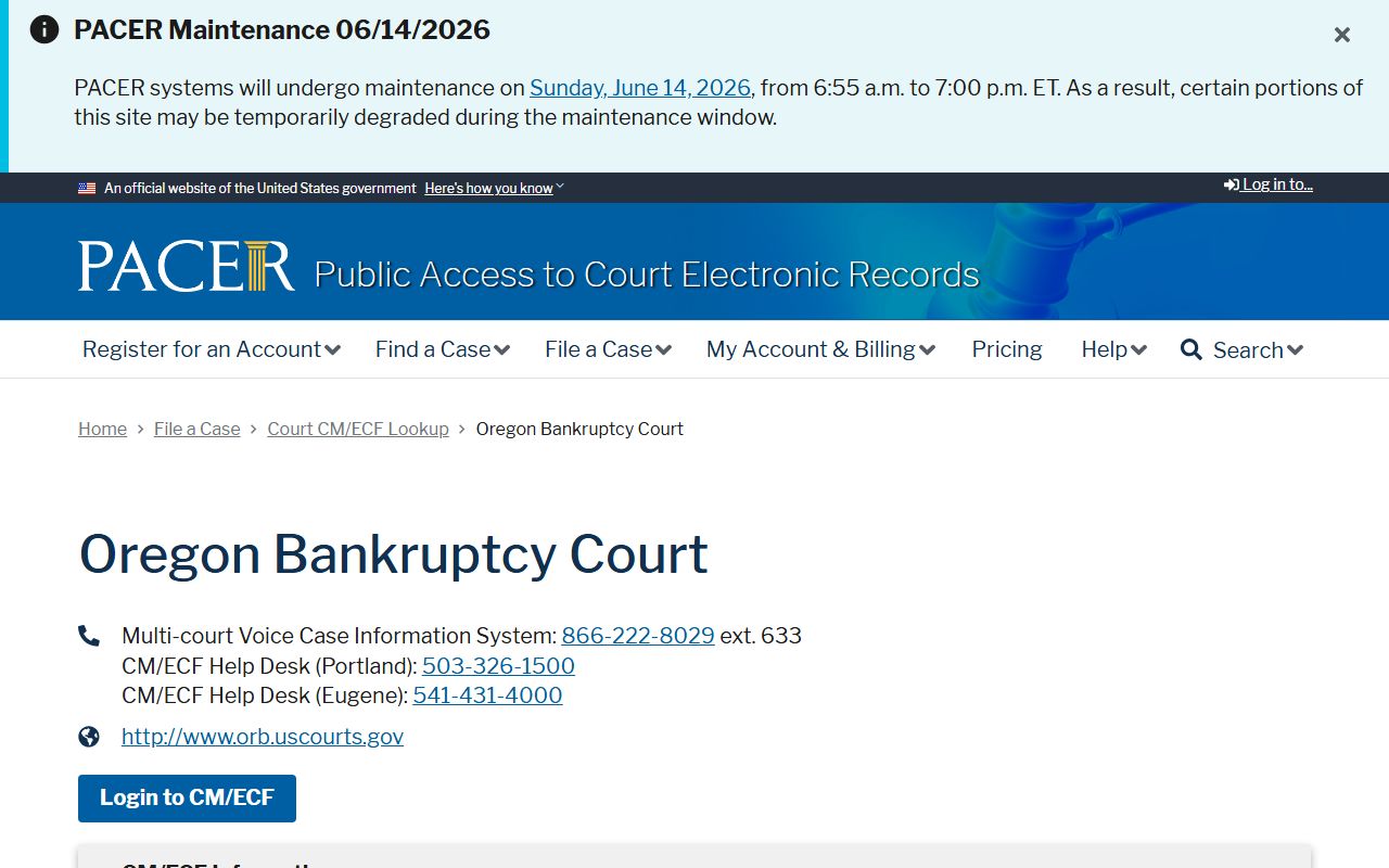 Wheeler County Circuit Court records PACER Oregon Bankruptcy Court lookup