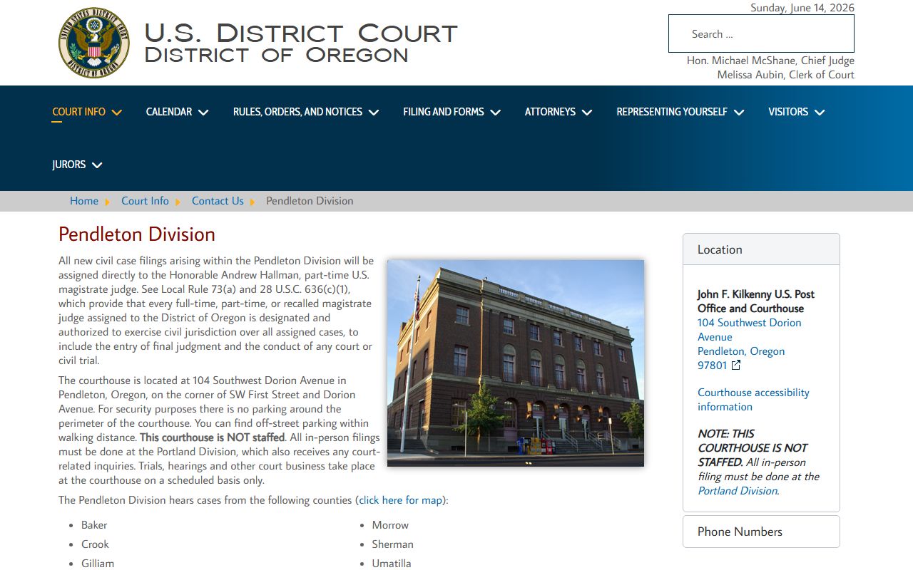 Wheeler County Circuit Court records Pendleton federal courthouse