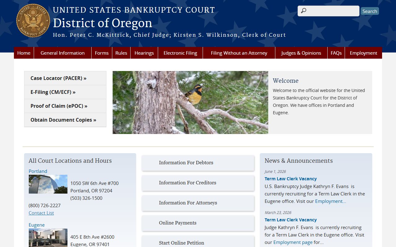 Wheeler County Circuit Court records Oregon bankruptcy court distinction
