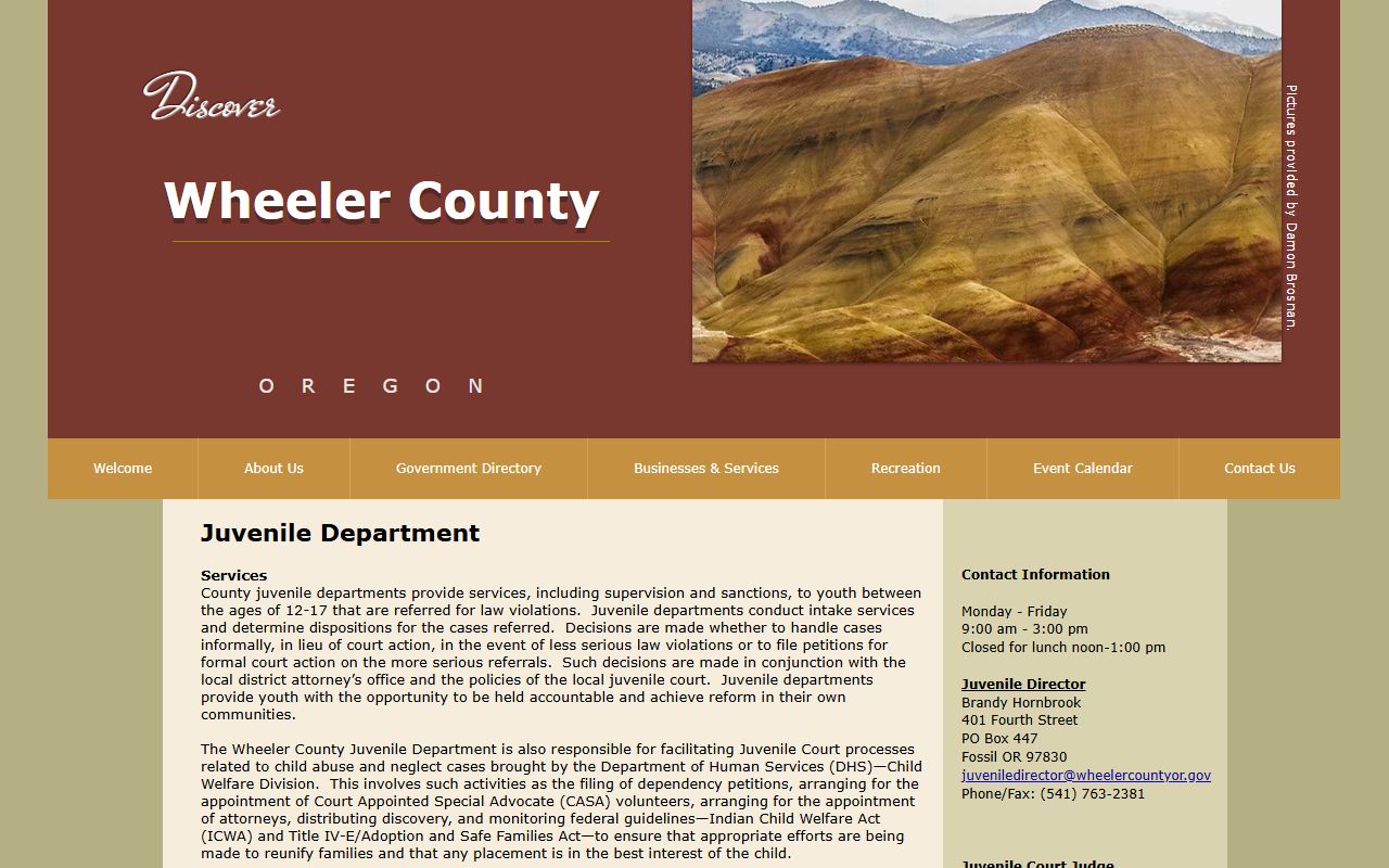 Wheeler County arrest records and juvenile charge restrictions