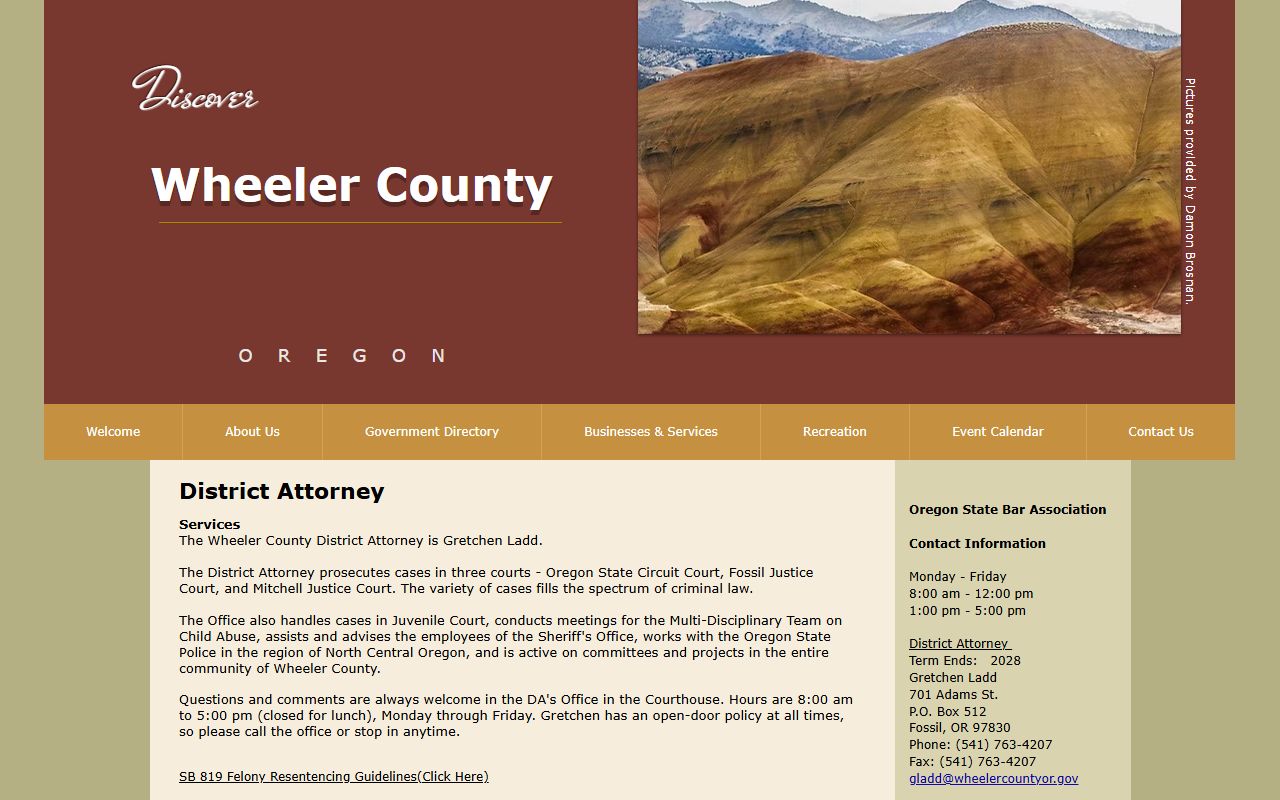 Wheeler County court charges after arrest District Attorney page