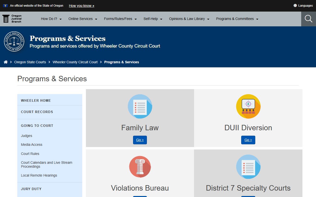 Wheeler County court dockets tied to local court programs and services