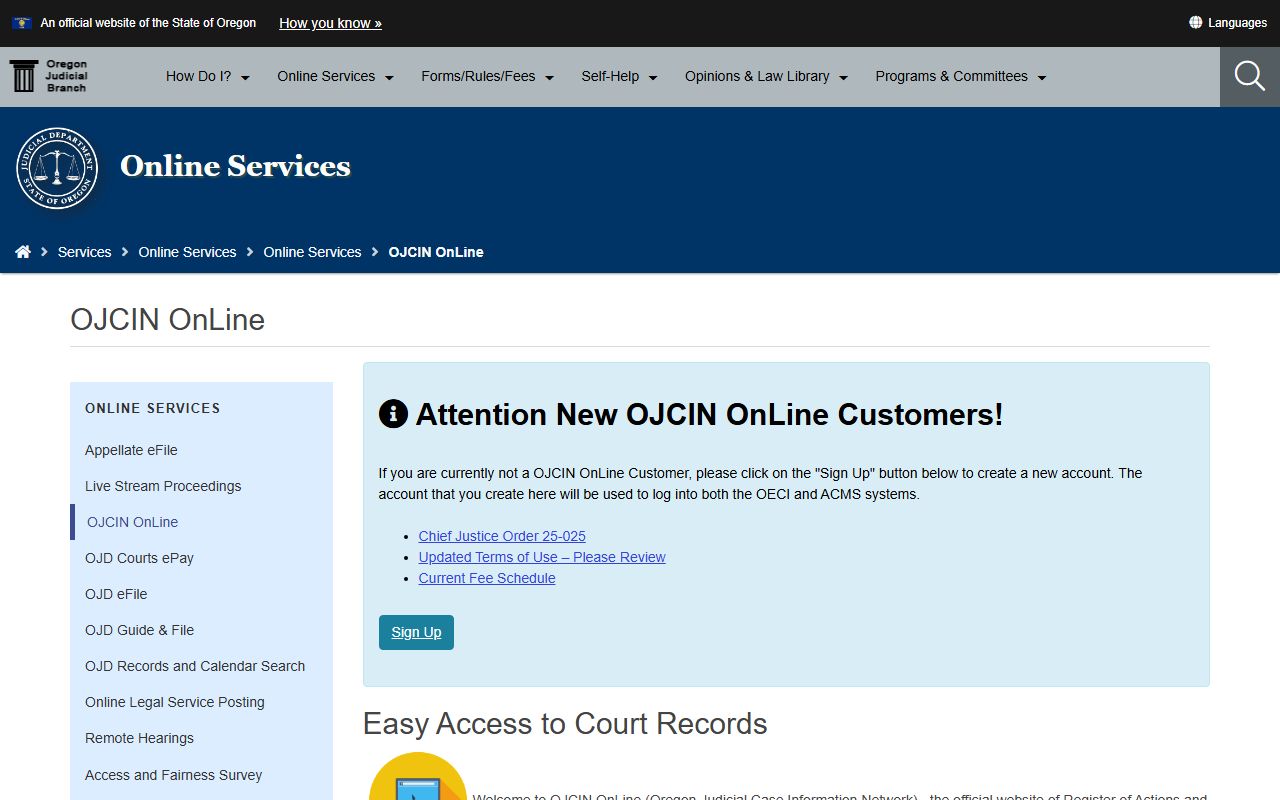 Wheeler County court records access through OJCIN Online