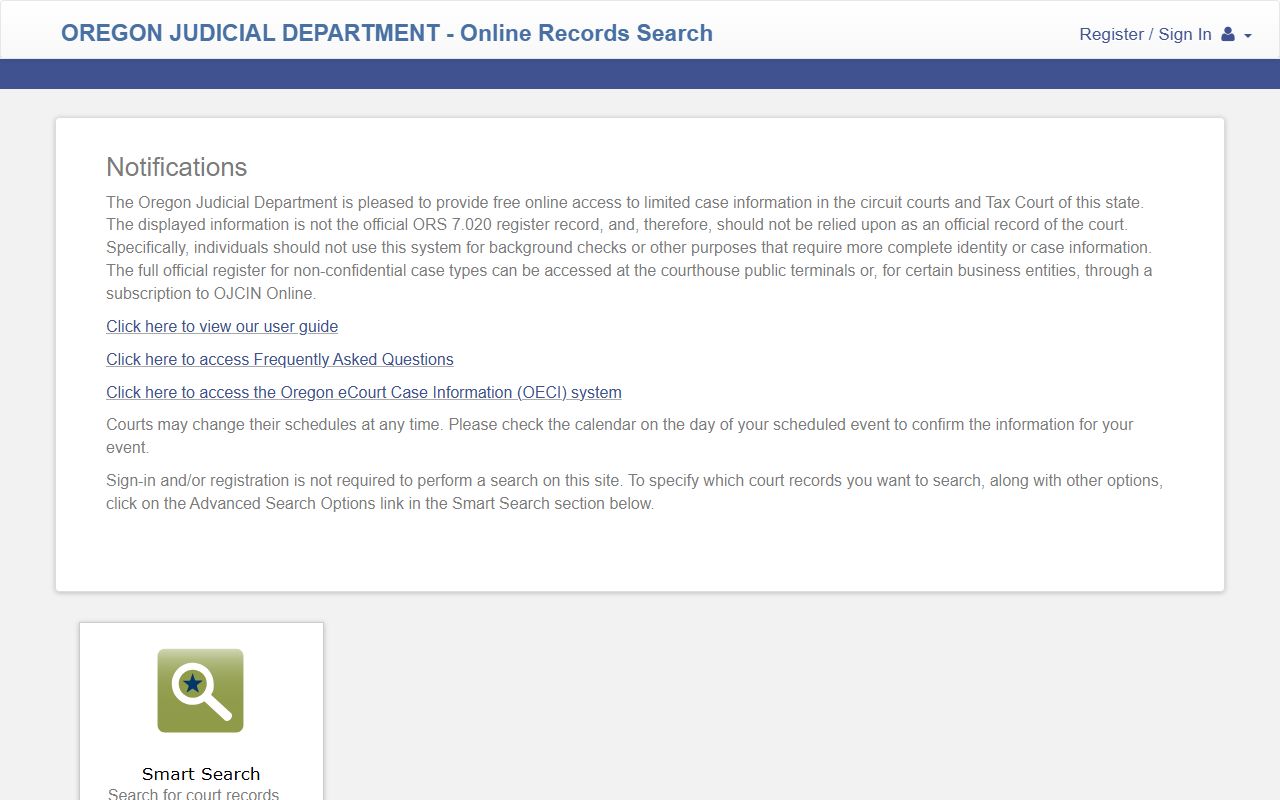 Wheeler County court records search through OJD Online Records Search