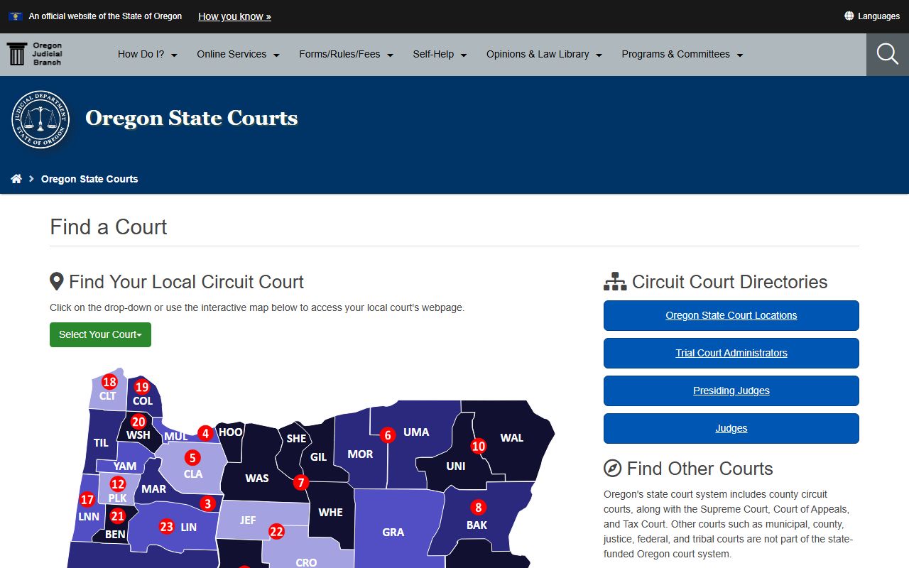 Wheeler County court records OJD find a court search