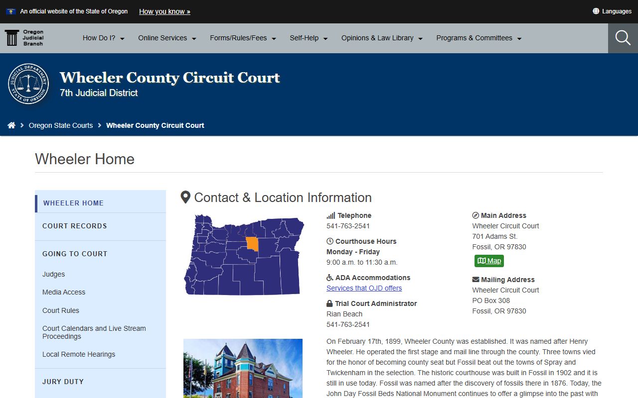 Wheeler County court records Circuit Court page