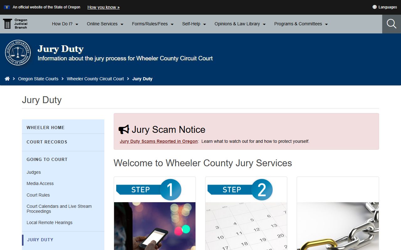 Wheeler County court records jury page