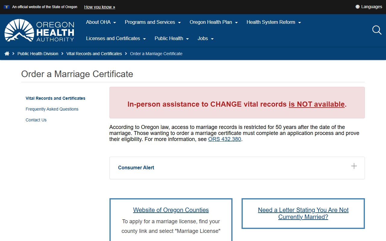 Wheeler County marriage records Oregon marriage certificate source