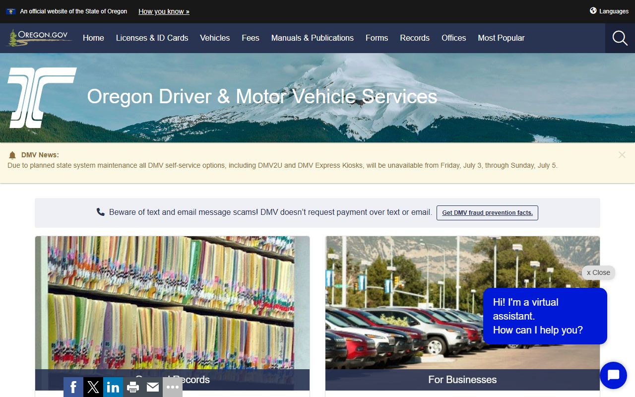Wheeler County traffic court records Oregon DMV record source