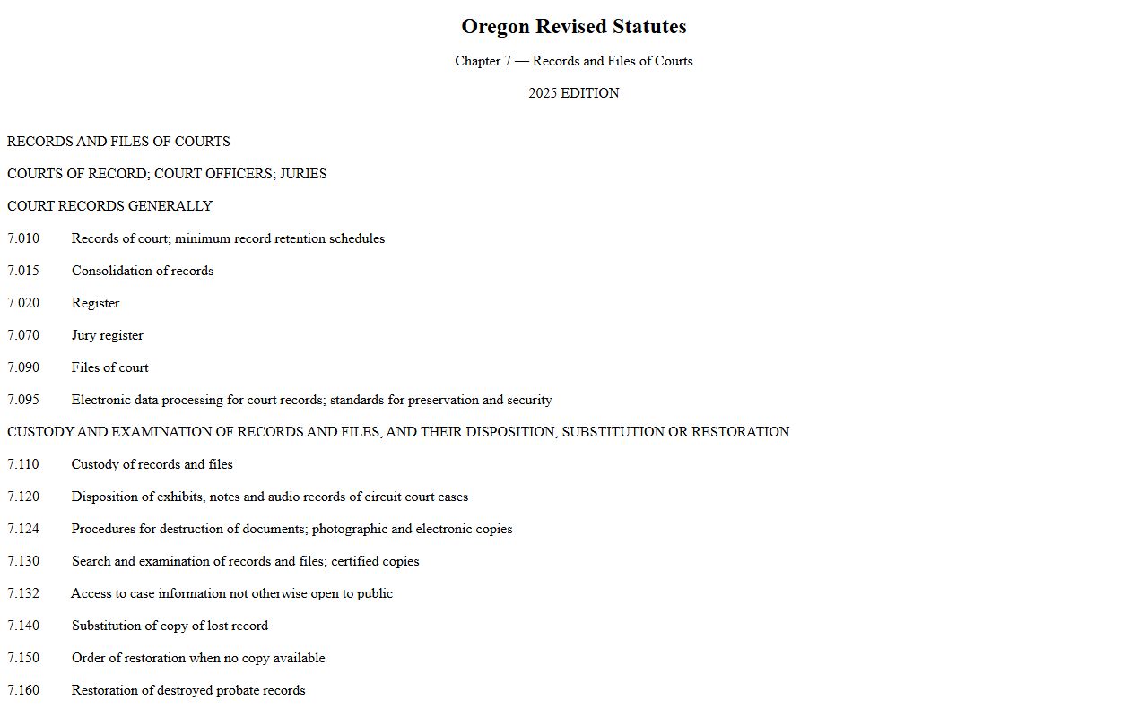 Wheeler County warrant records Oregon court record statute source